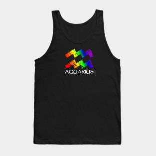 Aquarius Zodiac Symbol in Rainbow Color Tank Top